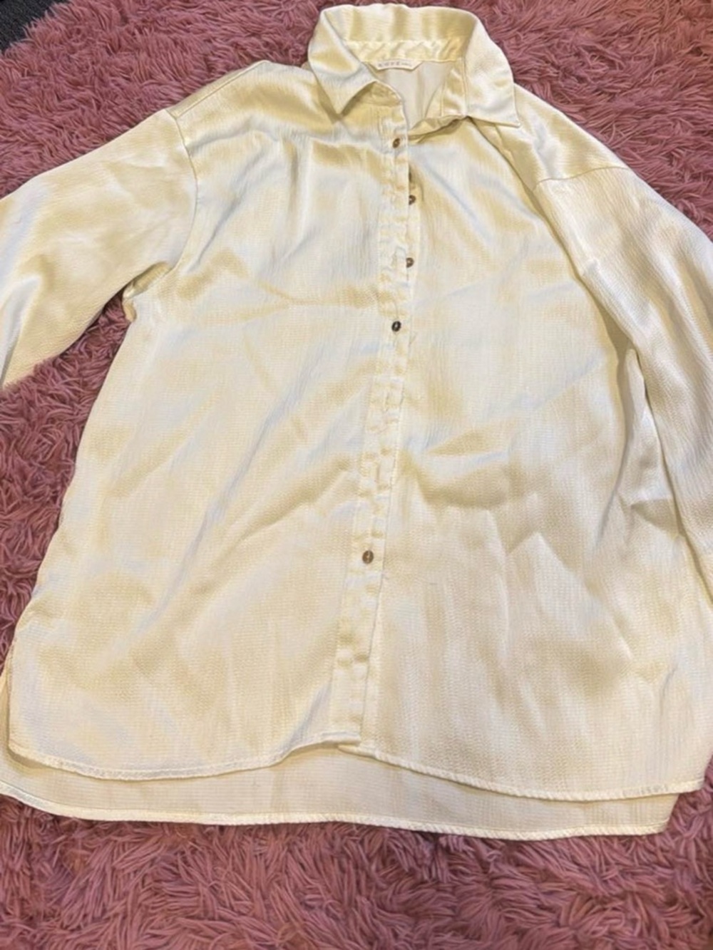 Women's Cream Button-Up Long Sleeve Top